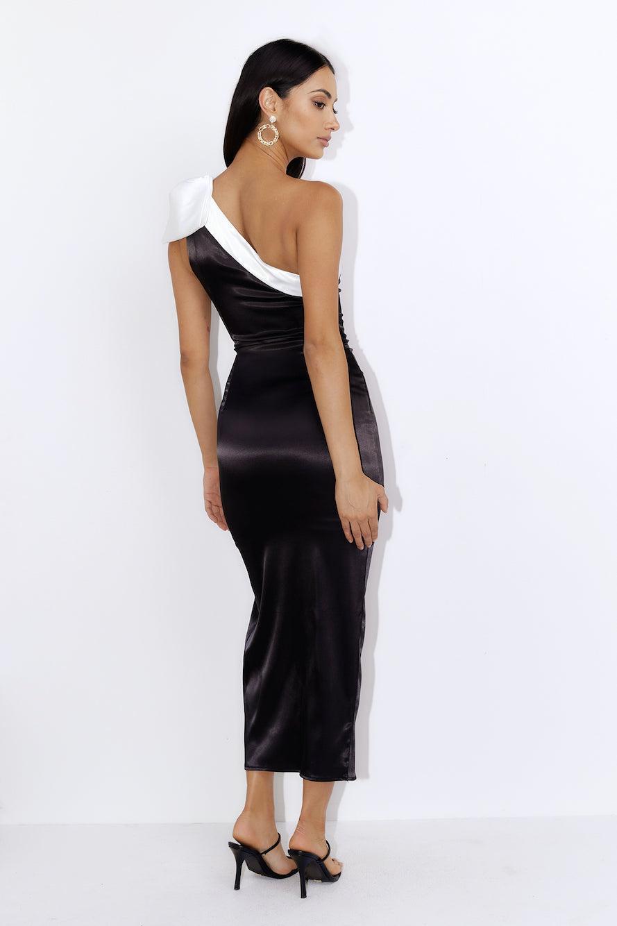 Gift Of All Satin Midi Dress Black  Product Image