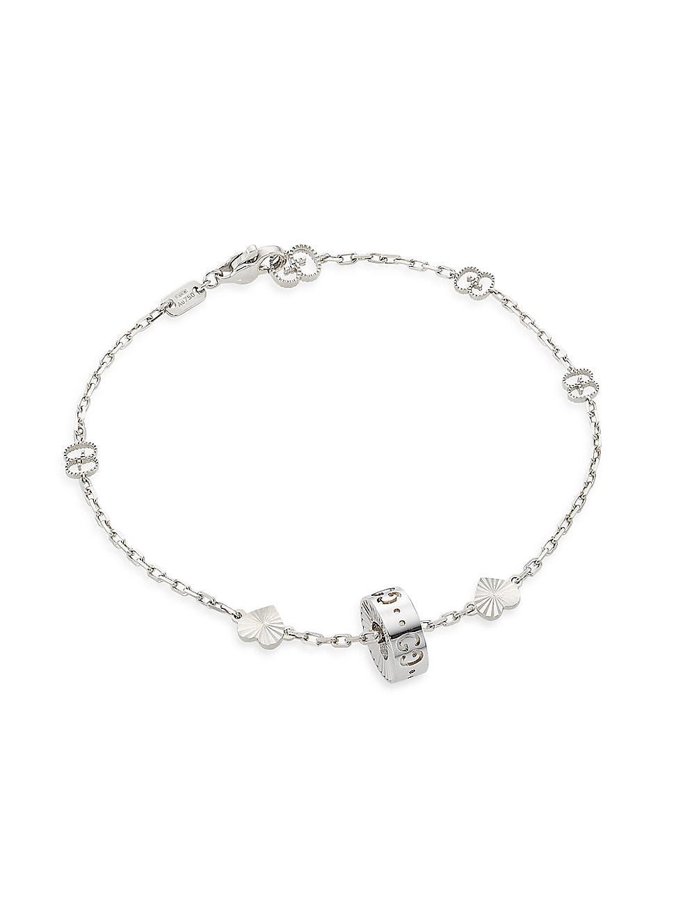 Womens Icon 18K White Gold Heart Bracelet Product Image