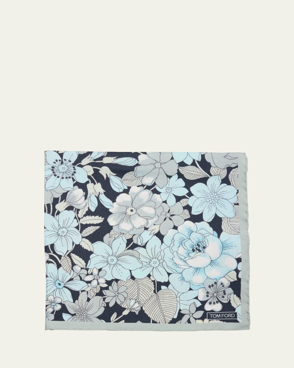 Mens Silk Twill Floral Pocket Square Product Image