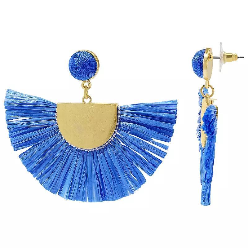 Sonoma Goods For Life Gold Tone Raffia Fan Drop Earrings, Womens, Blue Product Image