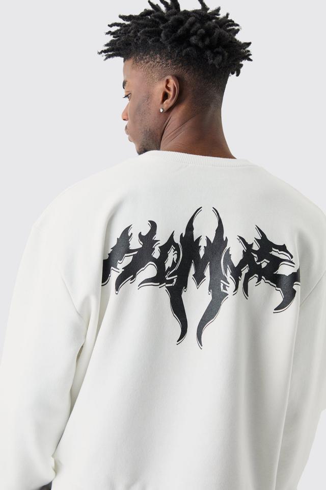 Mens White Oversized Boxy Homme Sweatshirt, White Product Image