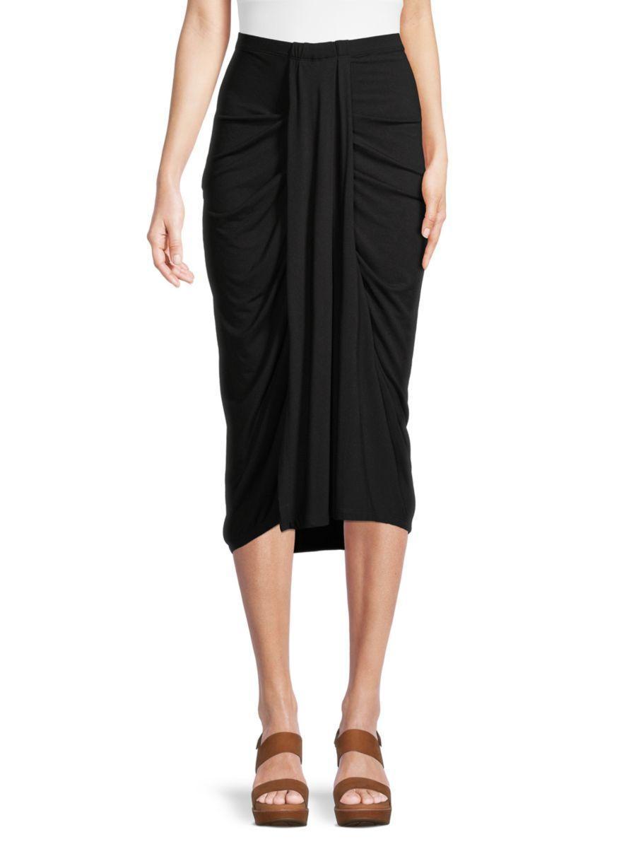 DKNY Womens Ruched Front Midi Skirt Product Image
