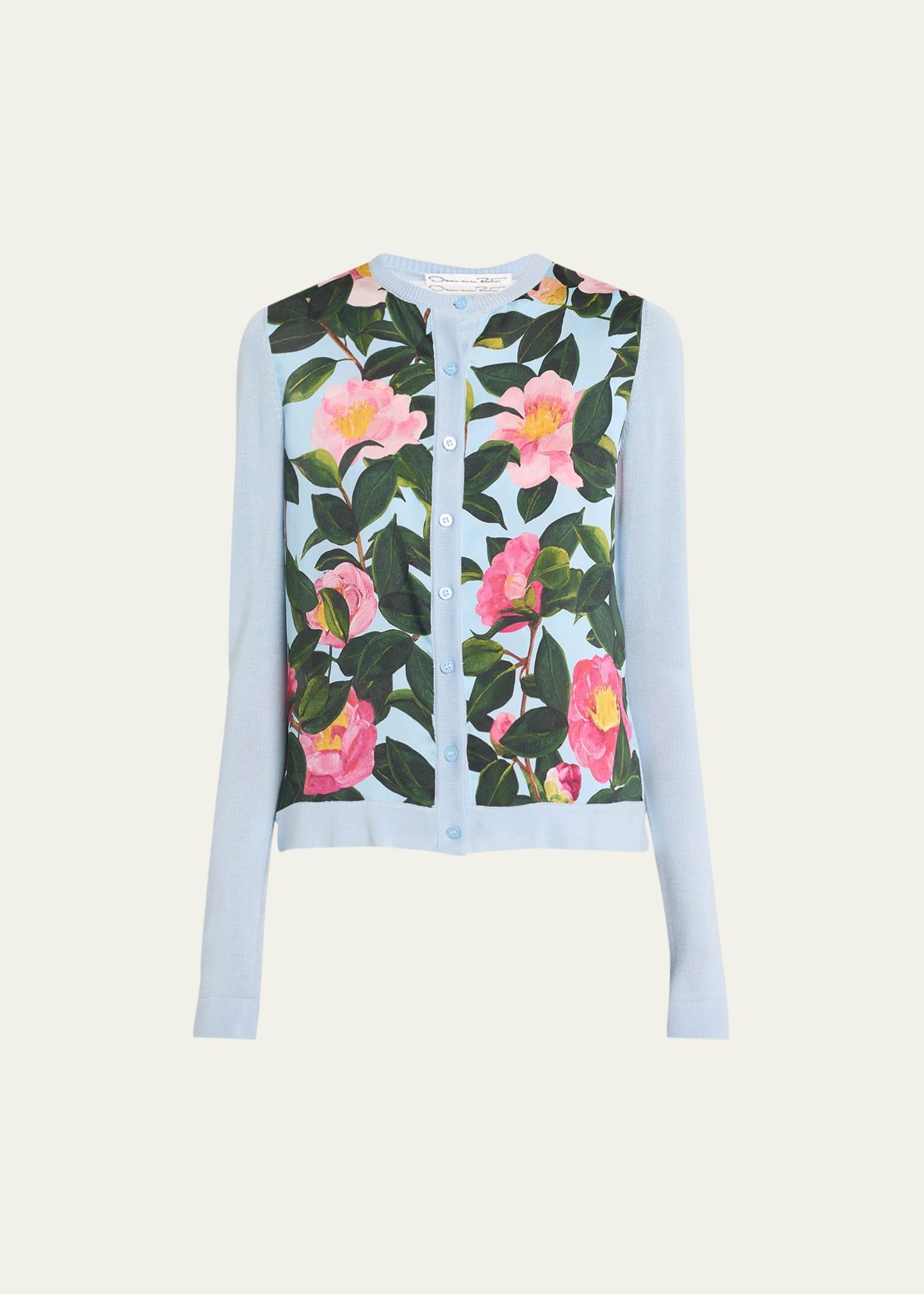 Womens Camellia Print Inset Cardigan Product Image