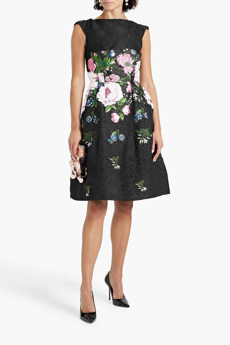 Embroidered Fil Coupé Cloqué Dress In Black Product Image