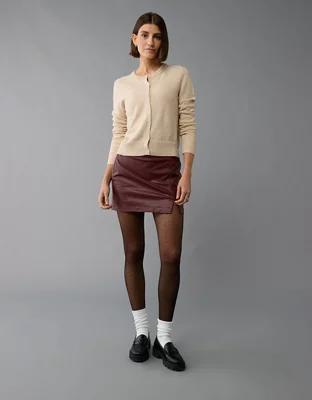 AE High-Waisted Vegan Leather Mini Skort Product Image