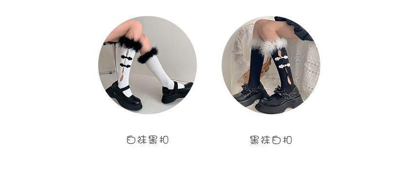 Fluffy Trim Frog Buttoned Socks Product Image