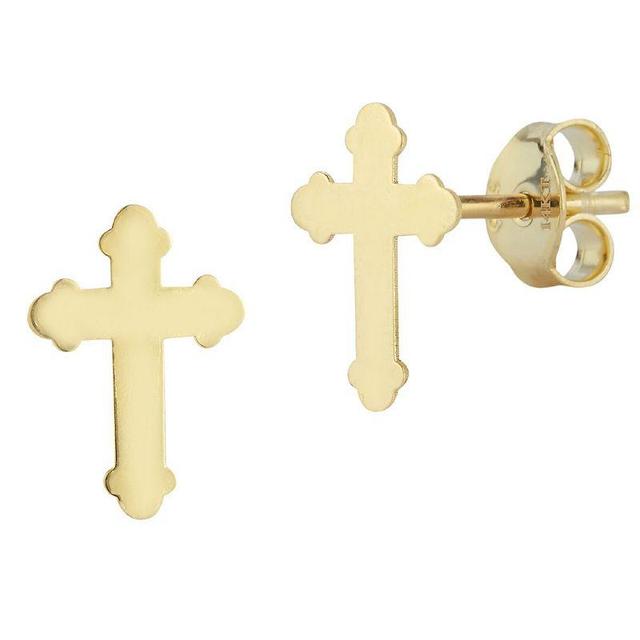 LUMINOR GOLD 14k Gold Cross Stud Earrings, Womens, Yellow Product Image