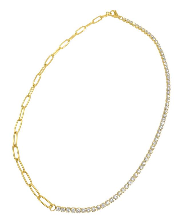 Adornia Half Tennis & Paperclip Chain Necklace in Yellow at Nordstrom Rack Product Image