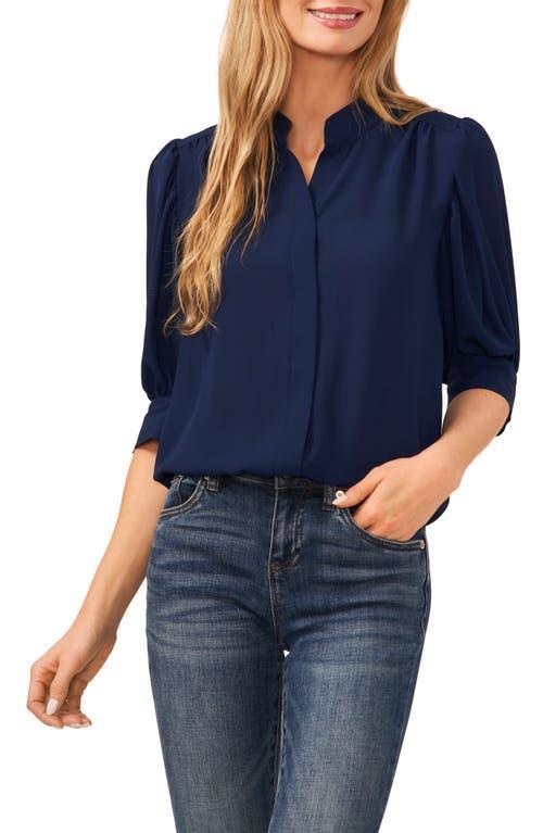 CeCe Puff Sleeve Crepe Button-Up Shirt Product Image