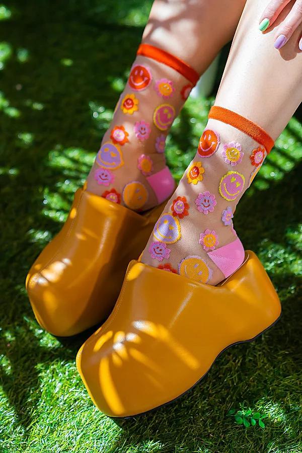 Sock Candy Happy Face Daisy Sheer Sock, Womens at Urban Outfitters Product Image