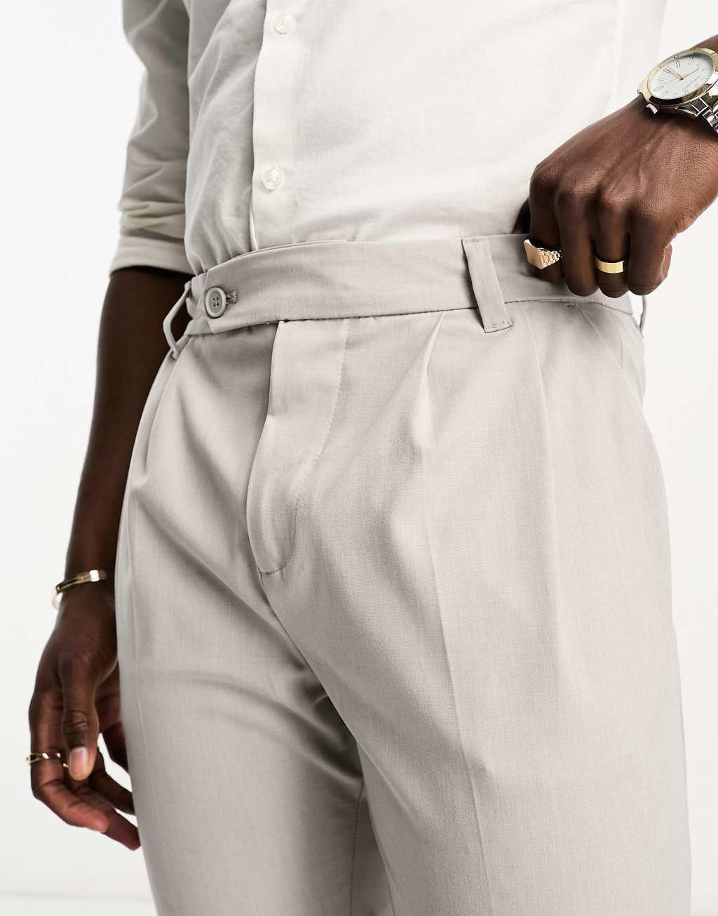 New Look linen look smart pants in stone Product Image