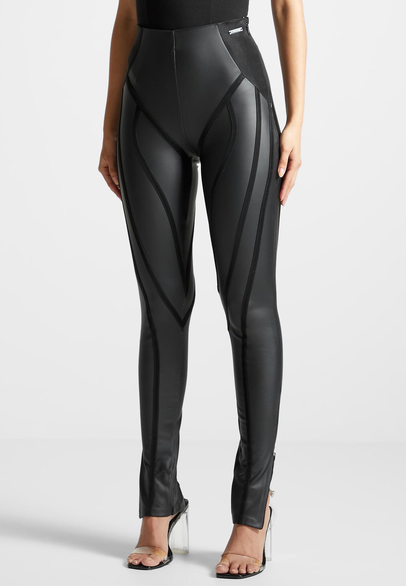 Matte Leather Contour Leggings - Black Female Product Image