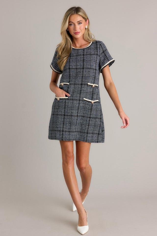 Take My Word Navy Tweed Mini Dress Product Image