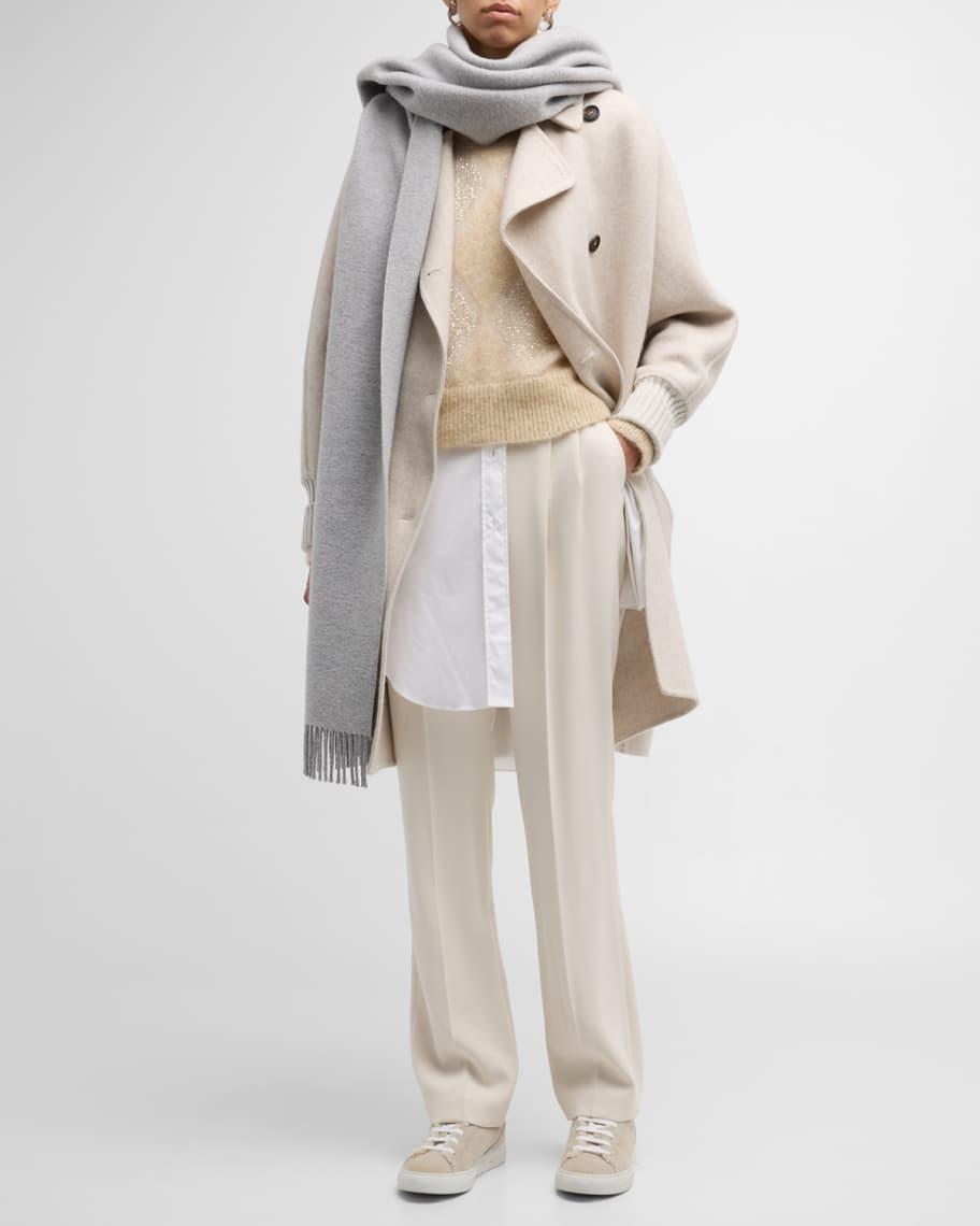 Stretch Wool Grisaille Double-Pleated Trousers Product Image