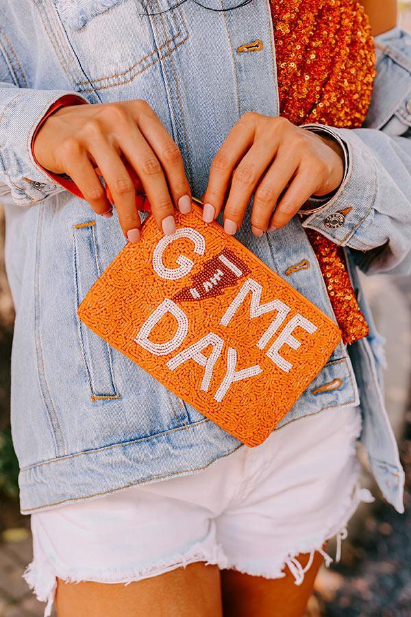 Game Day Beaded Clutch In Orange Product Image