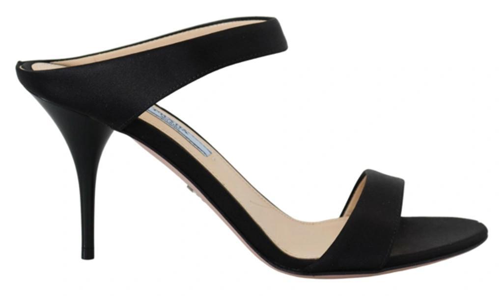 PRADA Black Leather Sandals Stiletto Heels Open Toe Shoes Product Image