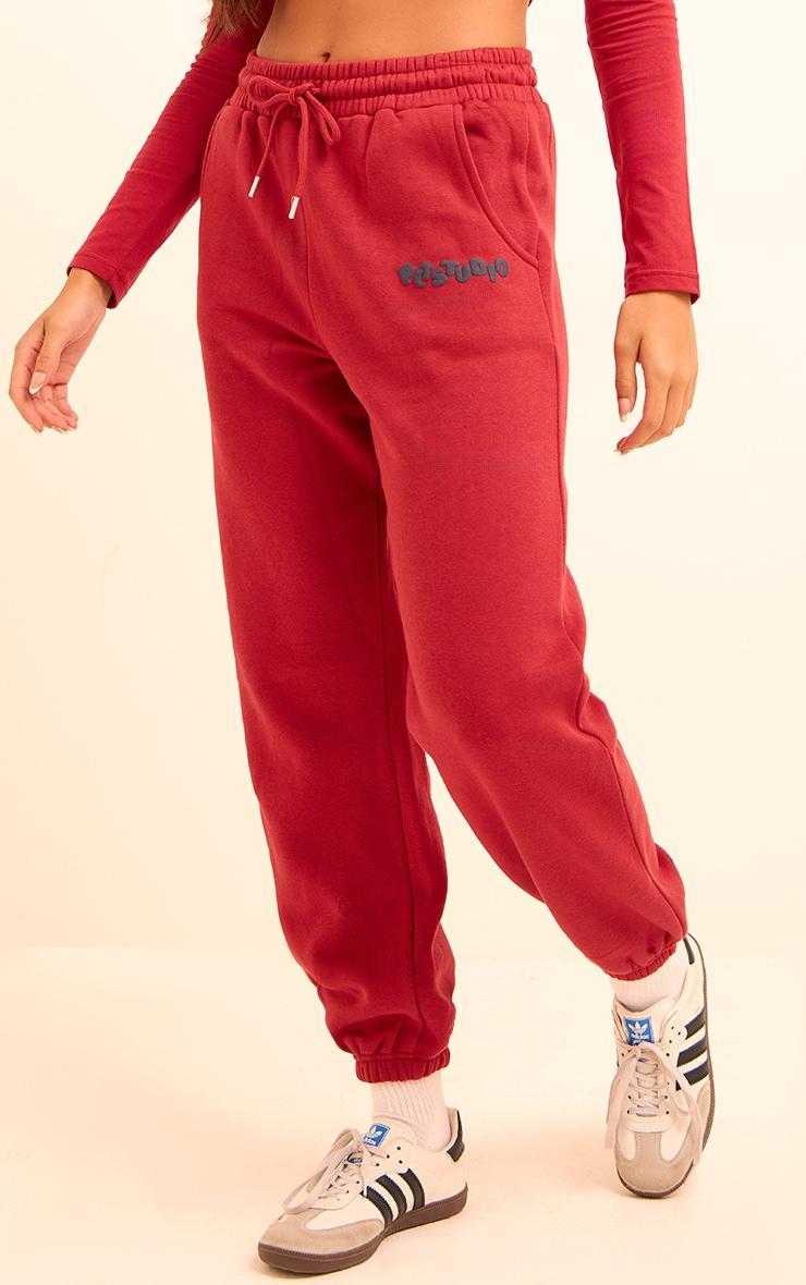 Cherry Red PLT Studio Archive Puff Print Drawstring Cuffed Sweatpants Product Image