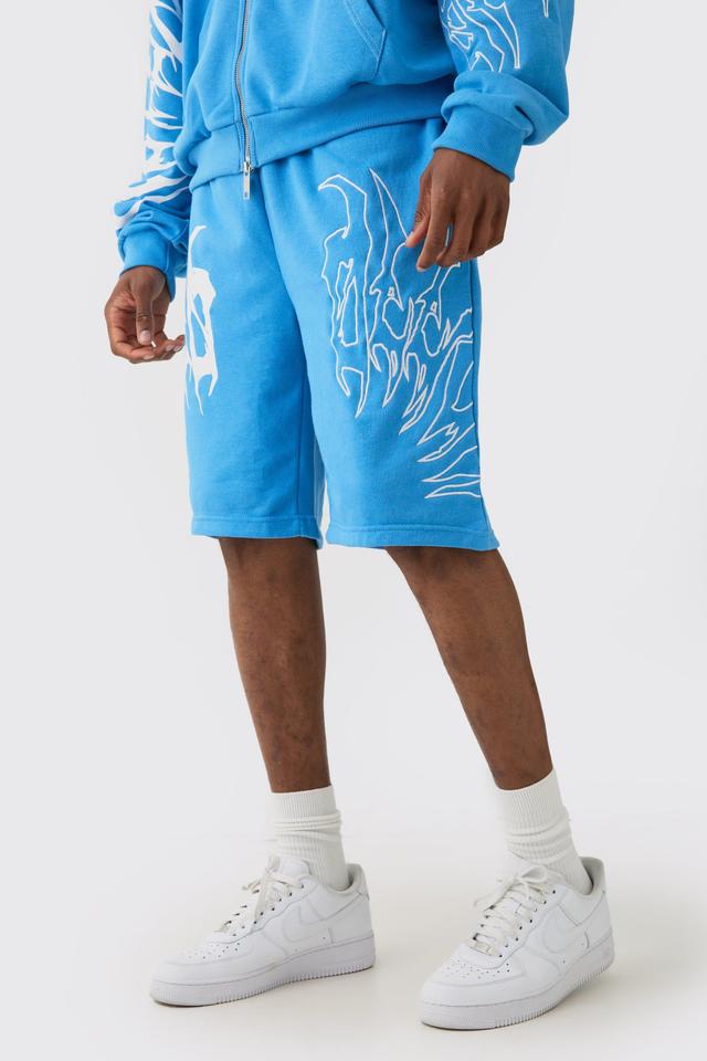 Tall Loose Fit Embroidery Shorts | boohooMAN USA Product Image