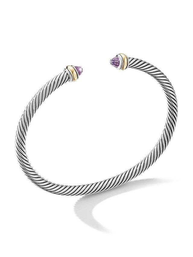 Cable Bracelet with Gemstone in Silver with 18K Gold, 4mm Product Image