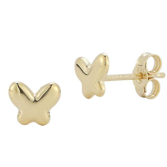 LUMINOR GOLD 14k Gold Puffed Butterfly Stud Earrings, Womens, Yellow Product Image