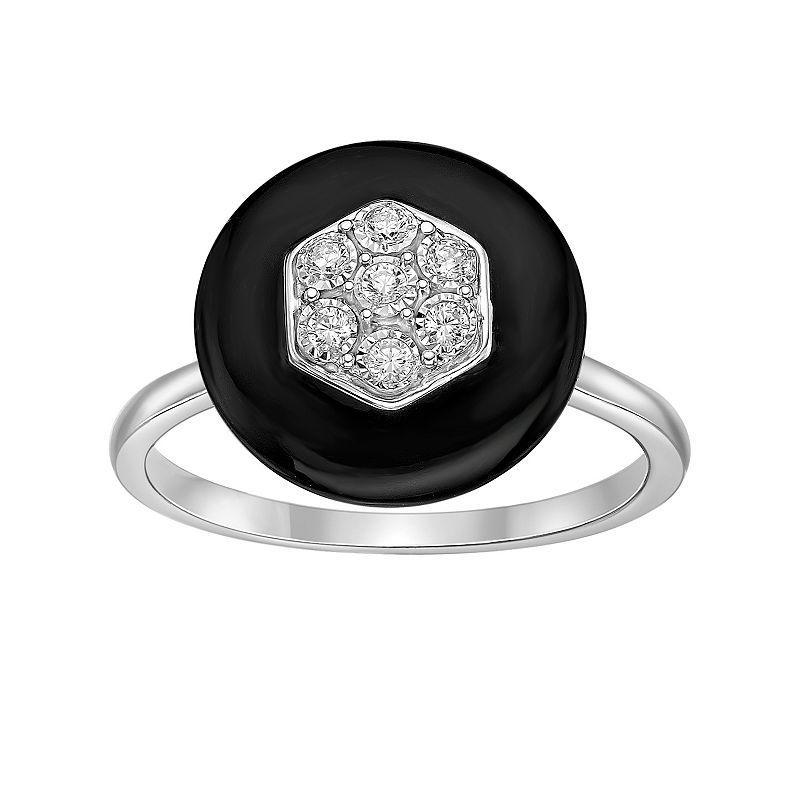 Gemminded Sterling Silver 1/10 Carat T.W. Black Ceramic Diamond Ring, Womens Product Image