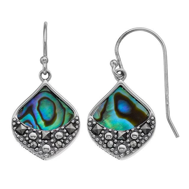 Tori Hill Sterling Silver Marcasite & Abalone Drop Earrings, Womens Product Image