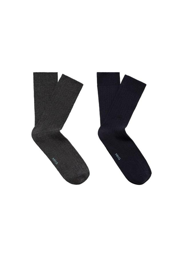 MANGO MAN - Pack of 2 ribbed cotton socks dark navyMen Product Image