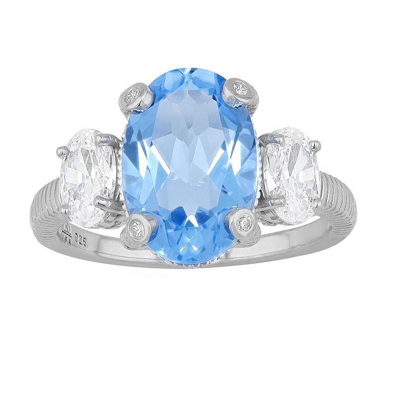 SIRI USA by TJM Sterling Silver Cubic Zirconia & Lab-Grown Blue Quartz Ring, Womens Product Image