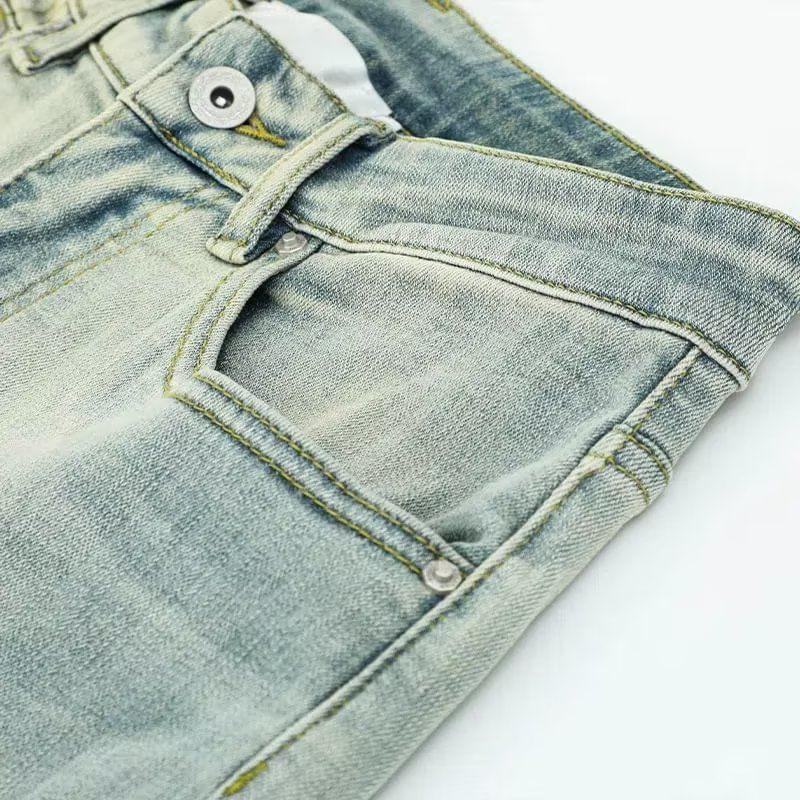 High Rise Washed Straight Leg Jeans Product Image