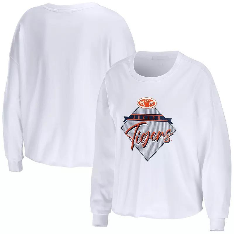 Womens WEAR by Erin Andrews White Washington Commanders Domestic Cropped Long Sleeve T-Shirt Product Image