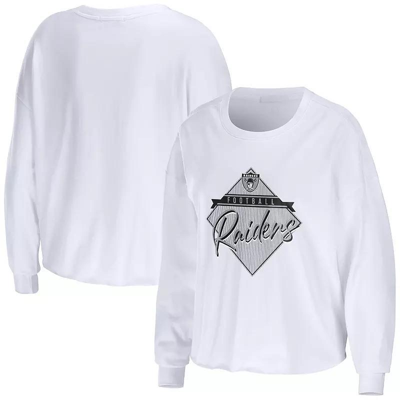 Womens WEAR by Erin Andrews White Las Vegas Raiders Domestic Cropped Long Sleeve T-Shirt product image