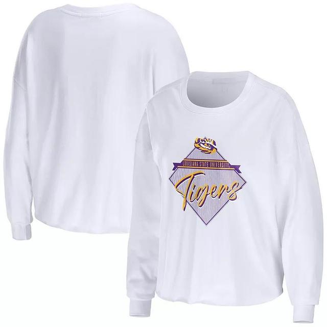 Womens WEAR by Erin Andrews LSU Tigers Diamond Long Sleeve Cropped T-Shirt Product Image