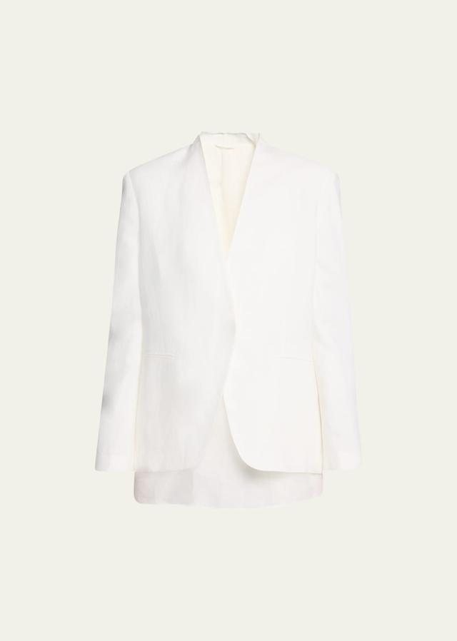 Linen-Blend Blazer Jacket with Crispy Organza Underlay Product Image