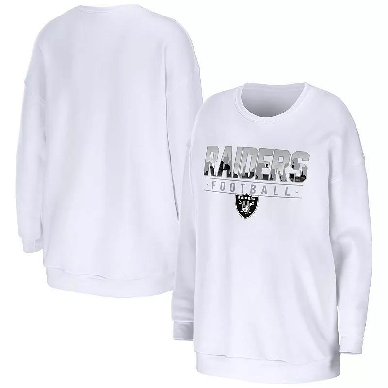 Womens WEAR by Erin Andrews White Las Vegas Raiders Domestic Pullover Sweatshirt Product Image