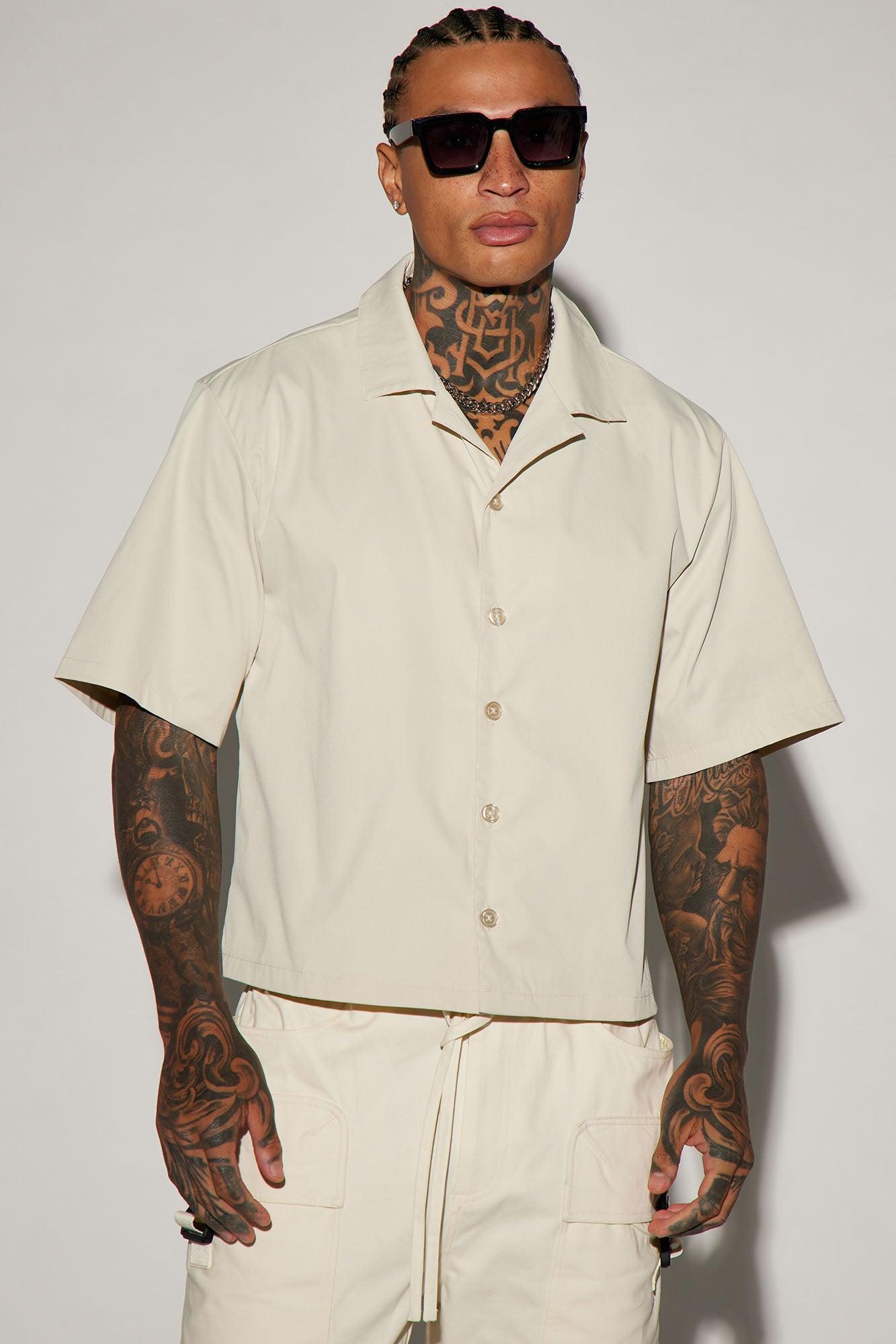 Milano Cropped Button Up Shirt - Off White Product Image