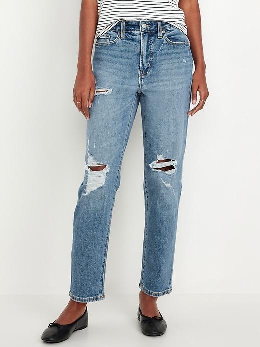 High-Waisted OG Straight Ripped Ankle Jeans Product Image