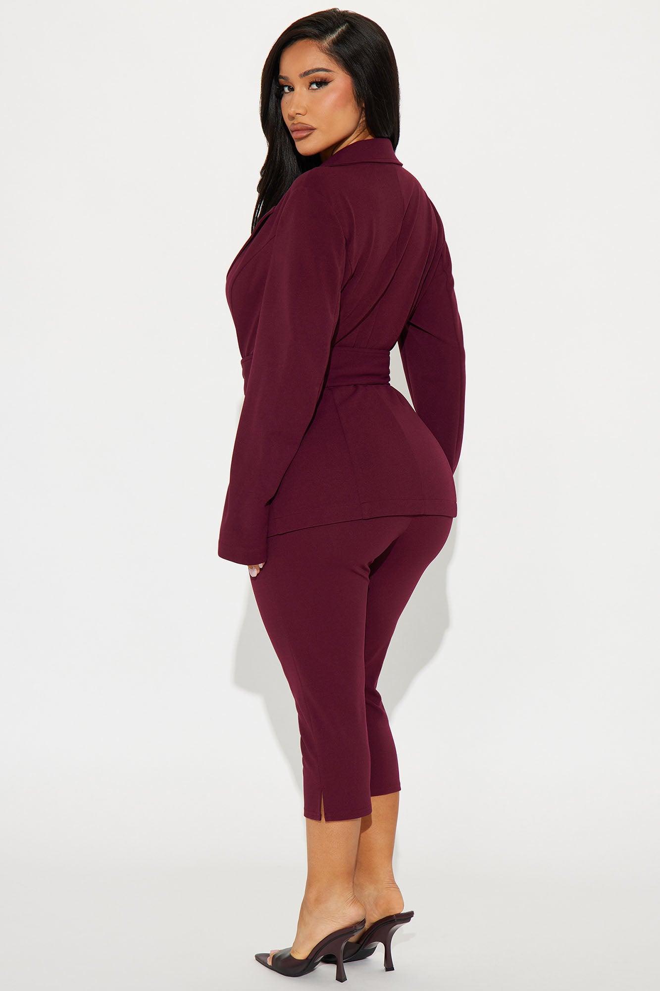 Melina Capri Pant Set - Wine Product Image