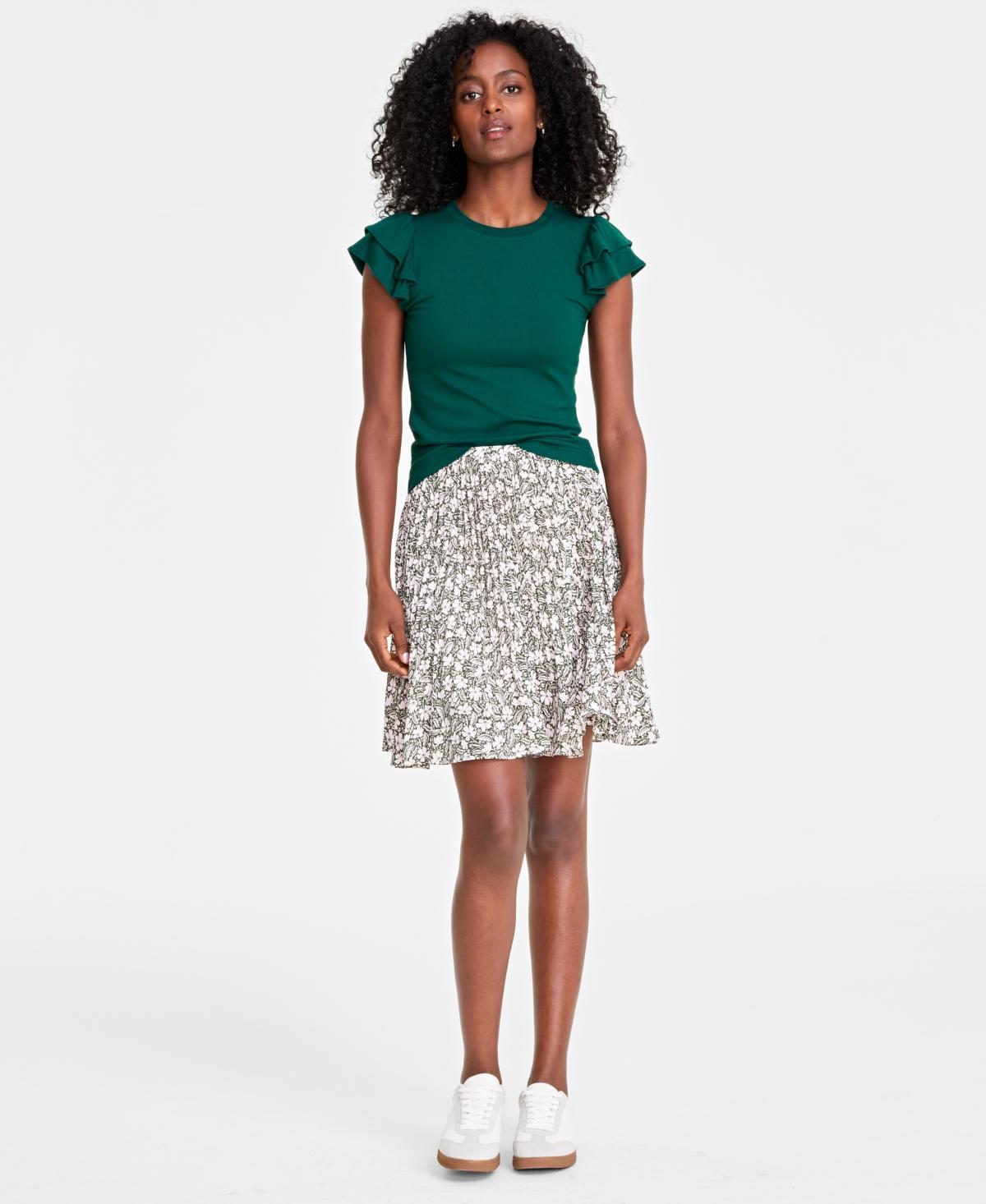 On 34th Womens Flutter-Sleeve Ribbed Top, Created for Macys Product Image