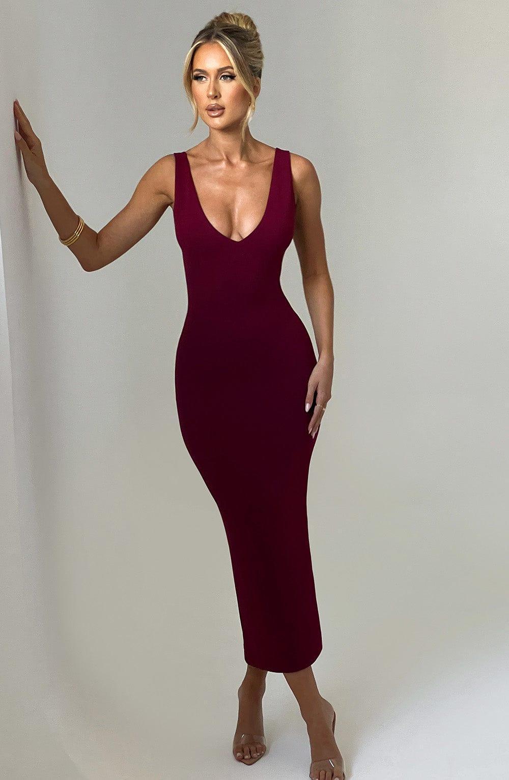 Lucinda Midi Dress - Burgundy Product Image