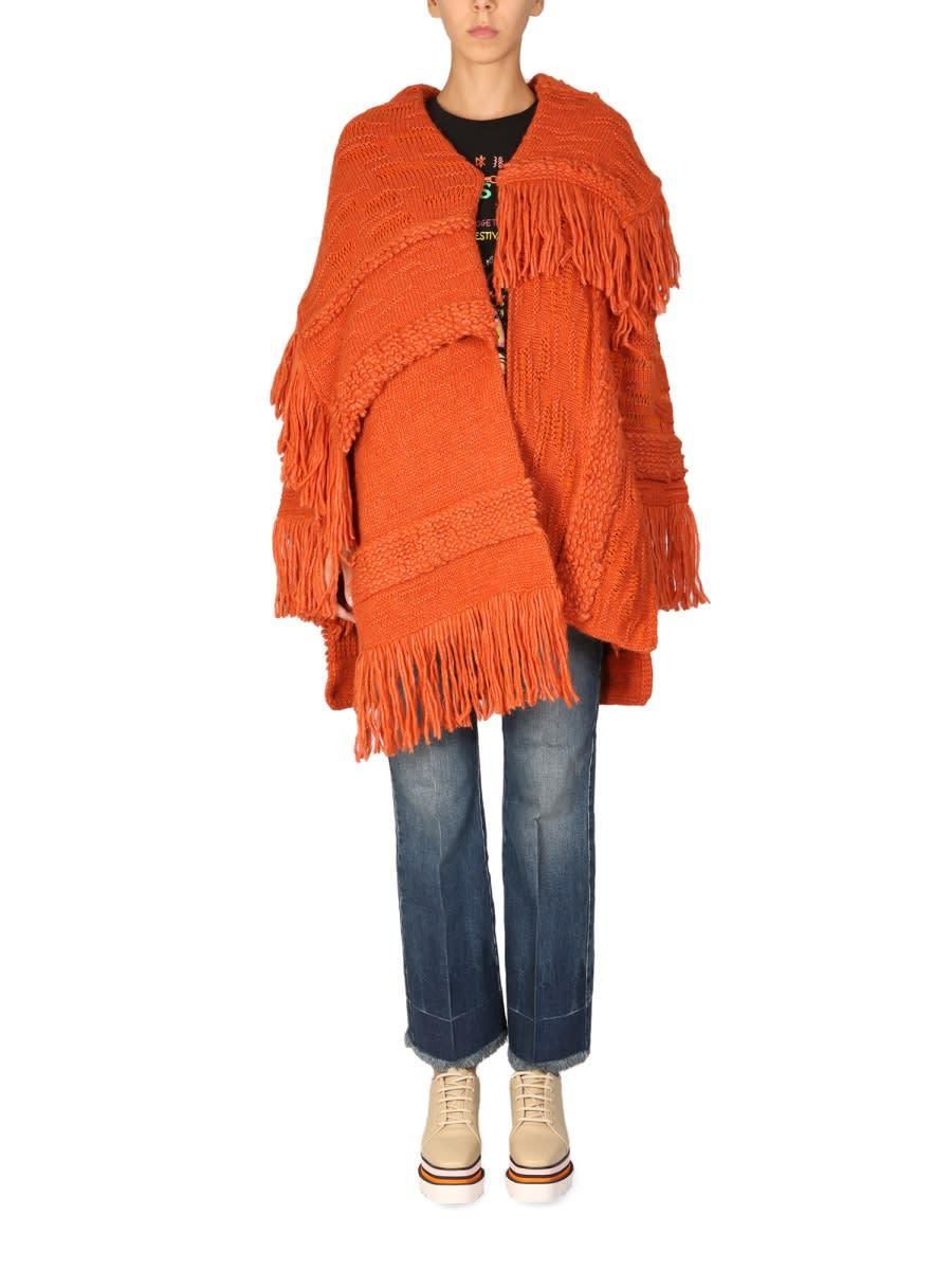 STELLA MCCARTNEY Knitted Textured Coat In Orange Product Image