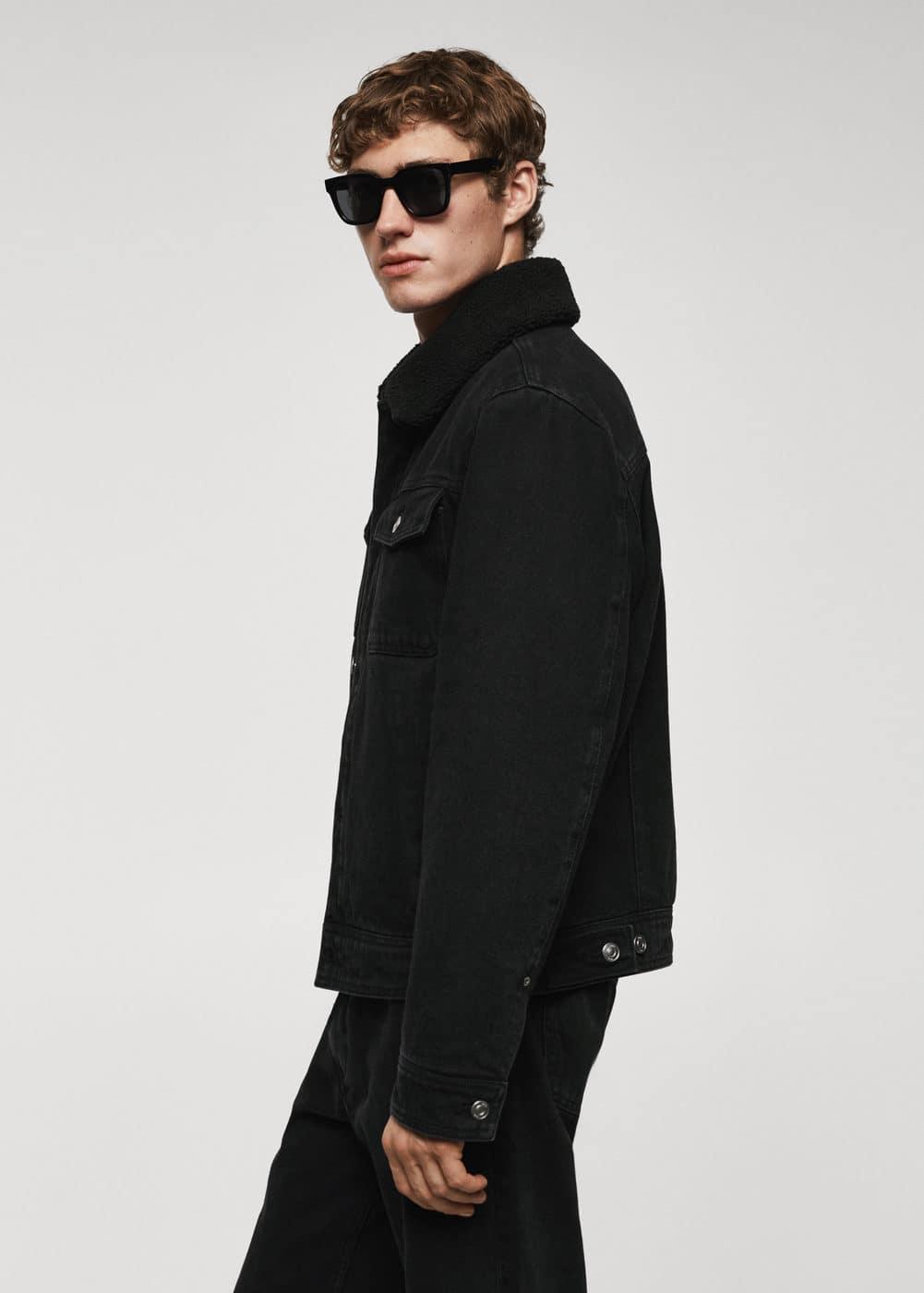 MANGO MAN - Shearling denim jacket black denimMen Product Image