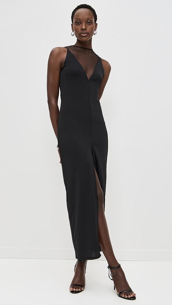 Fleur du Mal Rose Spine Embroidery High Slit Maxi Dress | Shopbop Product Image