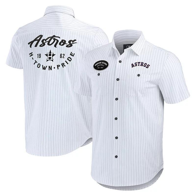 Mens Darius Rucker Collection by Fanatics Houston Astros Pin Stripe Short Sleeve Button-Up Shirt Product Image