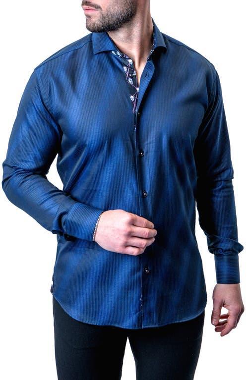 Maceoo Einstein Stripe Blue Contemporary Fit Button-Up Shirt Product Image