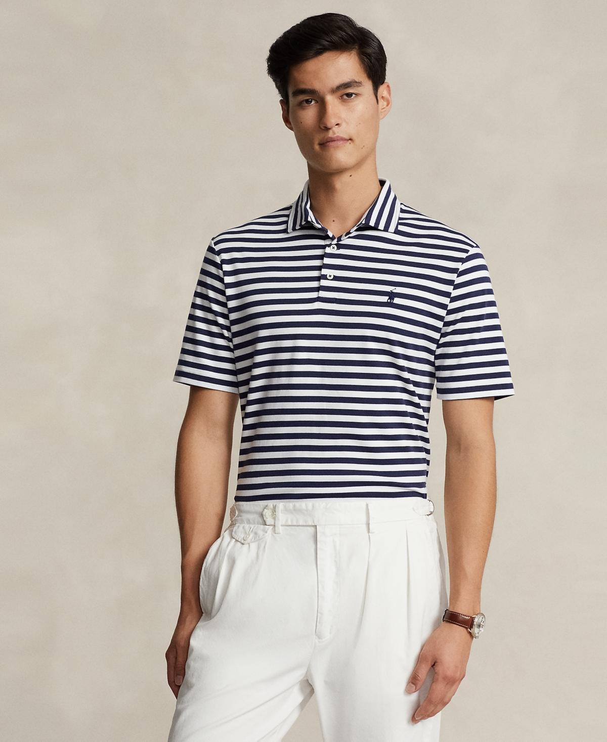 Mens Striped Cotton Polo Shirt Product Image