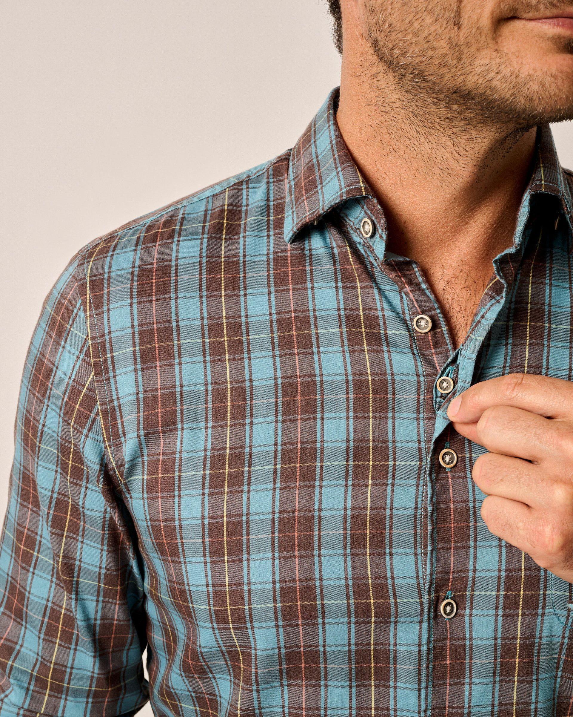 Tucked Cotton Blend Button Up Shirt - Carrillo Male Product Image