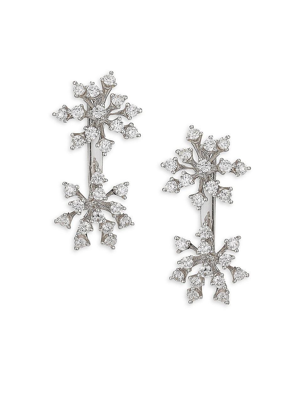 Womens Diamond & 18K White Gold Stud Earrings Product Image