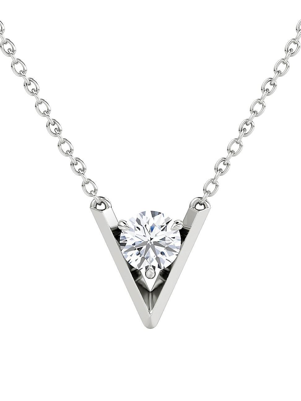 Womens VRAI V 14K White Gold & 0.50 TCW Lab-Grown Diamond Pendant Necklace Product Image