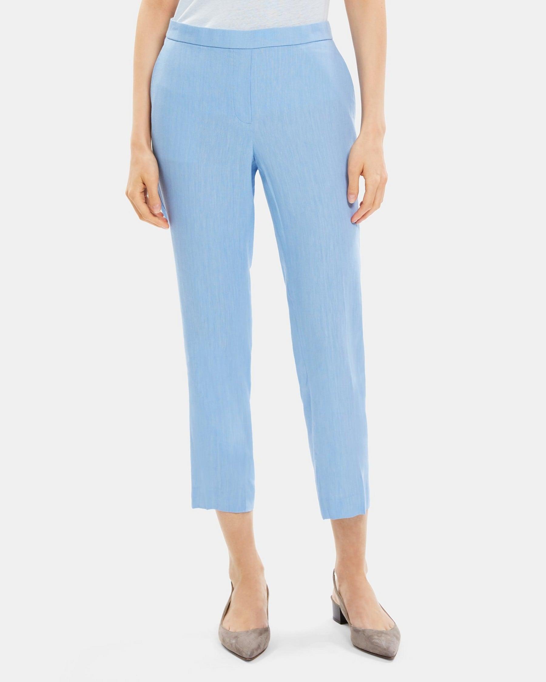 Slim Cropped Pull-On Pant in Linen-Blend Product Image