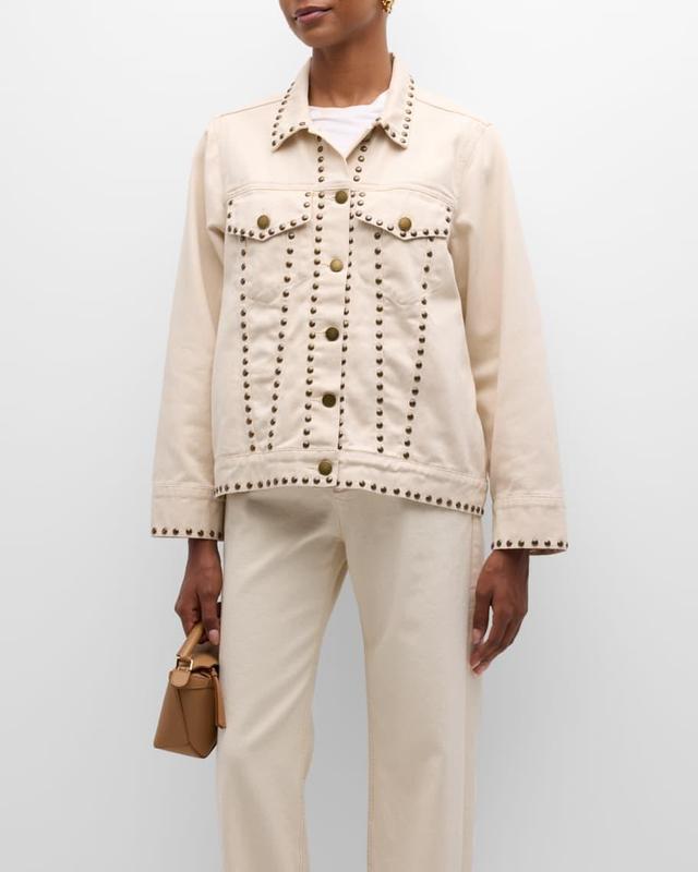 The Studded Slouchy Jean Jacket Product Image